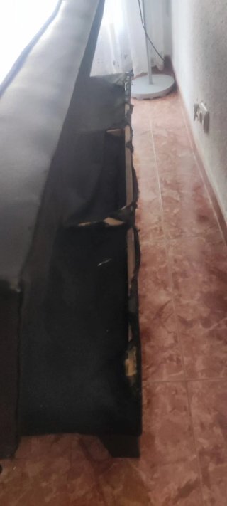 Sofá cama pequeño polipiel azul
