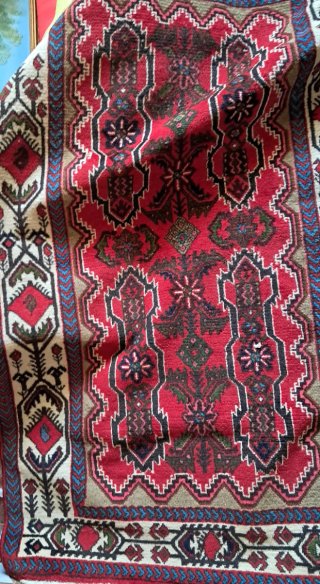 Tappeto lana rosso e multicolor
