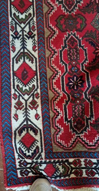 Tappeto lana rosso e multicolor