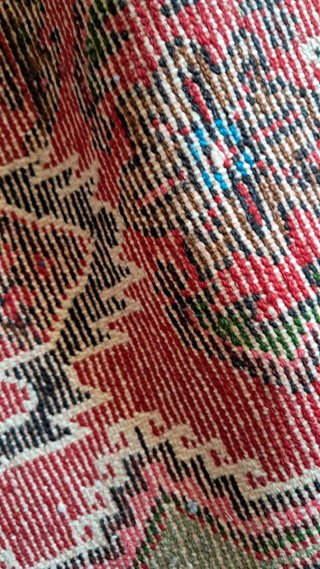 Tappeto lana rosso e multicolor
