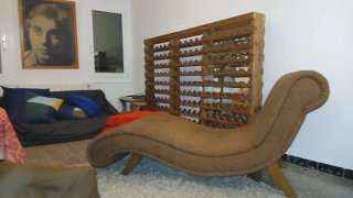 Diván de consultorio tela y madera