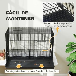 Jaula para Pájaros con Divisor y 4 Accesorios