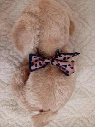 Peluche cagnolino color caramello con fiocco