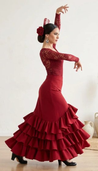 Falda Flamenco Volantes Roja