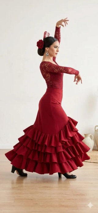 Falda Flamenco Volantes Roja