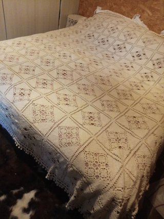 Elegante coperta uncinetto beige
