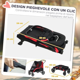 Passeggino per Cani Taglia Grande Pieghevole con R