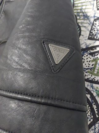 Cazadora Biker Piel Hombre GUESS Negra