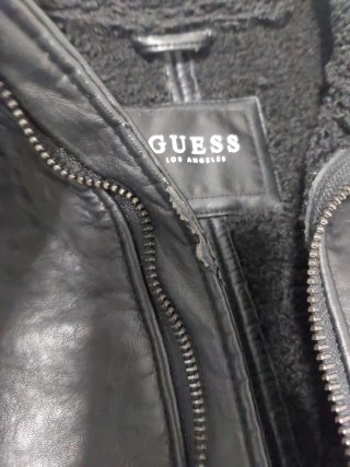 Cazadora Biker Piel Hombre GUESS Negra