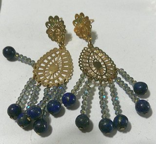 Orecchini pendenti oro e blu