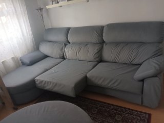 Conjunto Salón Otomana y Sofá Chaiselongue Gris