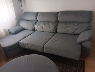 Conjunto Salón Otomana y Sofá Chaiselongue Gris