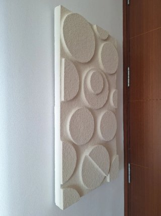 Cuadro Decorativo Papel Maché Círculos Beige