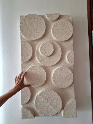 Cuadro Decorativo Papel Maché Círculos Beige