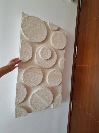 Cuadro Decorativo Papel Maché Círculos Beige