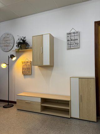 OFERTA!! Mueble de salón modular madera y blanco