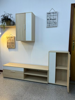 OFERTA!! Mueble de salón modular madera y blanco