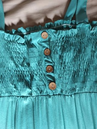 Vestido Boho Verde Agua Azulado Talla Única
