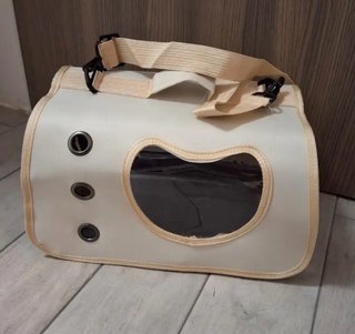 Transportín para gato beige y blanco