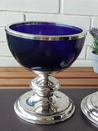 Jarrón de cristal y plata