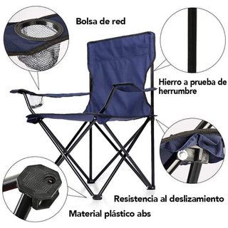 Pack 2 Sillas Plegables Portavasos Azul