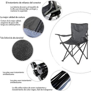 Pack 2 Sillas Plegables Portavasos Gris