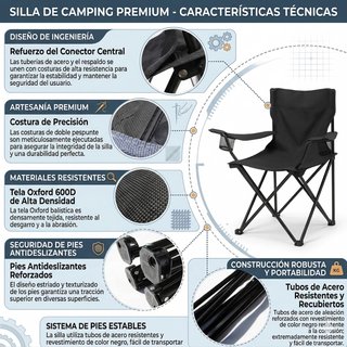 Pack 2 Sillas Plegables Portavasos Gris