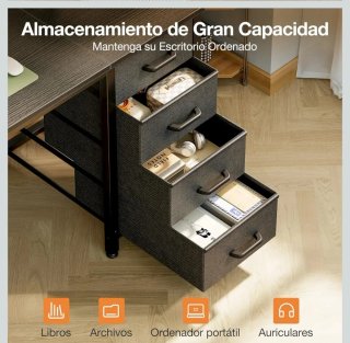 Escritorio ODK 120cm con 4 cajones tela reversible