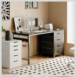 Escritorio ODK 120cm con 4 cajones tela reversible