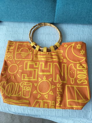 Bolso de playa con aros de bambú