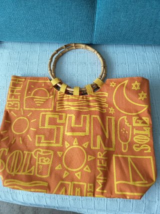 Bolso de playa con aros de bambú