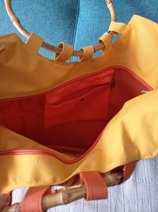 Bolso de playa con aros de bambú