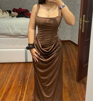 Vestido largo graduacion marron