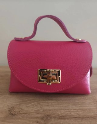 Borsa, vera pelle, nuova con cartellino,fucsia