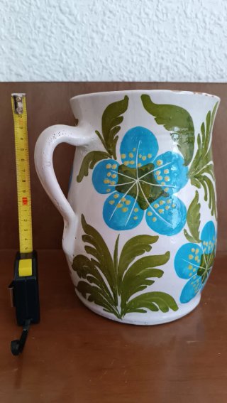 Jarra cerámica rústica vintage flores