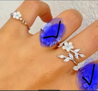 Anillos Florales Ajustables Plata y Blanco ,3€