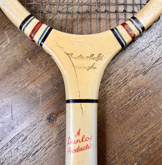 Set tenis vintage Dunlop años 50: raqueta y prensa