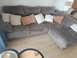 Sofá chaise longue gris 2.85m Zeus Divano