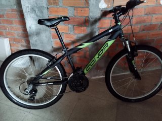 Bicicleta de montaña negra y verde