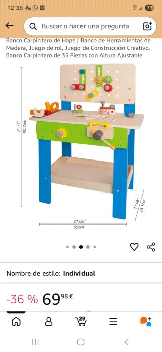 Banco de herramientas de madera Montessori