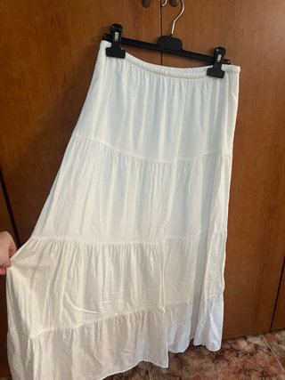 Falda larga blanca boho