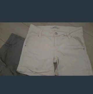 2 Pantalones Cortos Mujer Beige y Gris