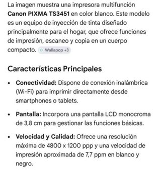 Impresora Canon TS3345 Blanca