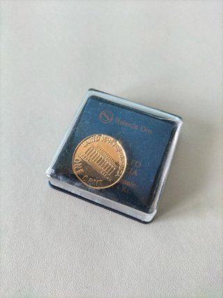 Spilla Cent USA placcata oro 24 kt