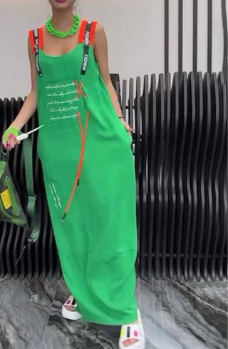 Vestido largo verde talla única