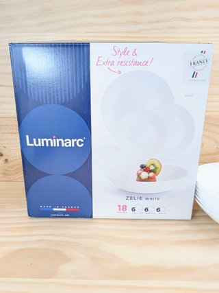 Luminarc Vajilla blanca 18 piezas + 6 vasos 26cl