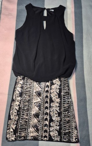 Vestido fiesta Pimkie lentejuelas dorado/negro