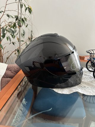 Casco Moto Fibra Carbono Negro