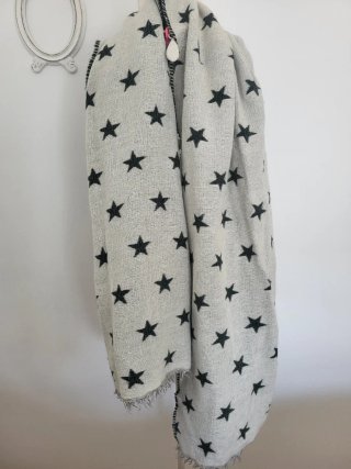 Fular estrellas verde y blanco reversible