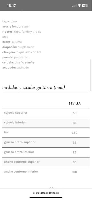 Guitarra Clásica Admira Sevilla